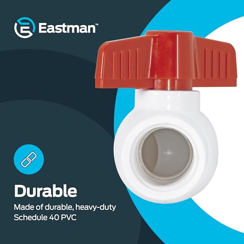 Image of Eastman 3 /4 Inch IPS Schedule 40 PVC Ball Valve, Quarter Turn Ball Valve, White, 20079
