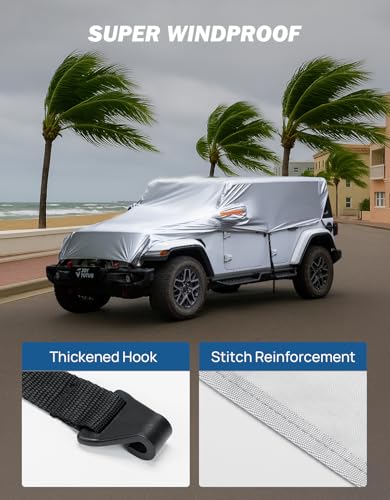 Image of JOYTUTUS Wrangler Half Covers 4 Door Sunshade for Wrangler JK JL 4 Doors 2007-2026, All-Weather Protection, UV50+ Windproof Car Half Cover