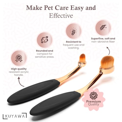 Image of Eye Cleaner Brush Pack of Two for Dogs and Cats | Large & Small Sizes | Effective Tear Stain Cleaner | Washable Superfine Fiber Hair | Long Tapered Bristles | Ergonomic Handle