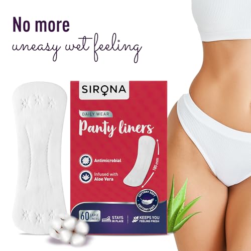 Sirona Daily Use Panty Liners for Women with Aloe Vera - Pack of 60, Liners | Cottony Soft Pantyliners Pad with Antimicrobial Properties | Ultra... - Image 3