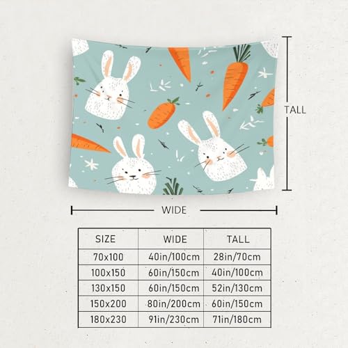Tissu pour la chambre tapisserie lapin 3D grand format 230cm