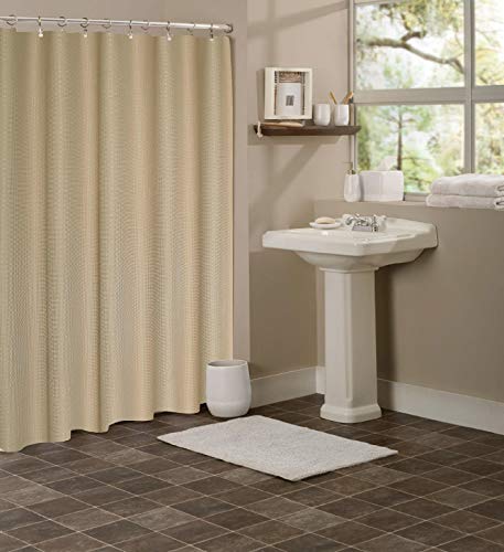 Rideau de douche gaufré beige pour ambiance spa à la maison - 2