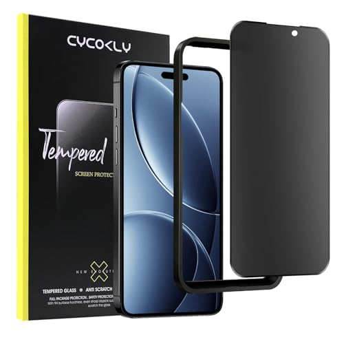 CYCOKLY iPhone 17 Pro Max用 ガラスフィルム 覗き見防止 アンチグレア 強化ガラス 液晶保護フィルム サラサラ感 ガイド枠付き(6.9インチ)