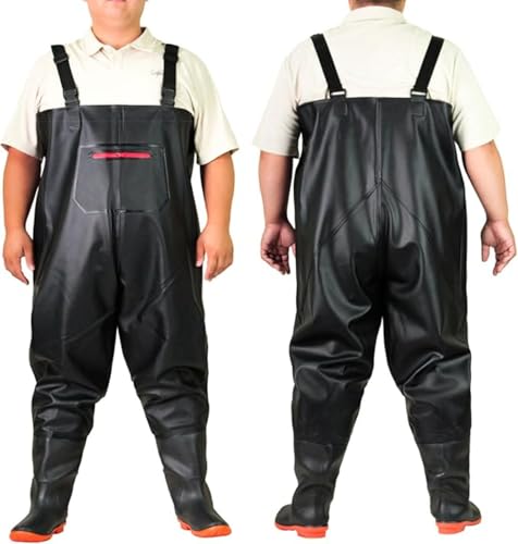HoldOneLight Übergroße Wathose für Herren, PVC, wasserdicht, Jagd, Wathose mit Stiefelfußgürtel, atmungsaktiv, leicht (DE/NL/SE/PL, Alphanumerisch, 4XL, Große Größen, Regular, Swarchz, 46 yards)