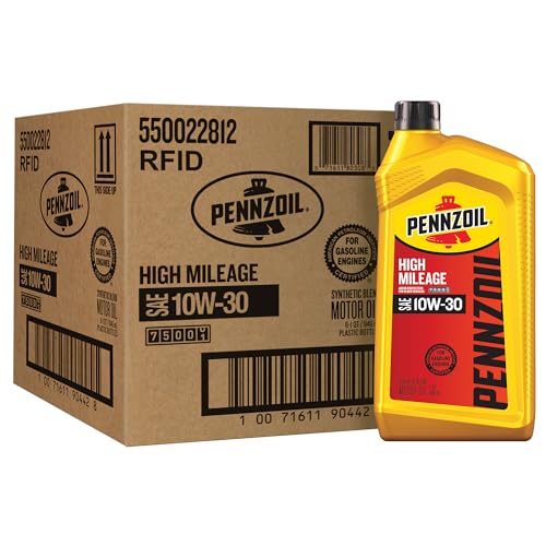 Pennzoil High Mileage 10W-30 Motor Oil 1 Quart (6 Pack)