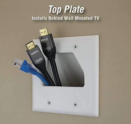 DATA COMM Electronics 50-3332-WH-KIT Flat Panel Cable Organizer Kit, Wall Plate Cable Pass Through, Conceals Low Voltage Wires Behind Mounted TV, Home Theater, Cord Hider Management, White - Thumbnail 2