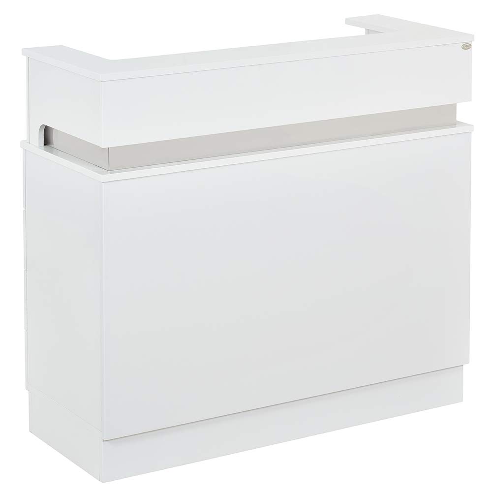 Reception Desk Receptionist Area Counter with LED Lights in White - Langara : Office Products