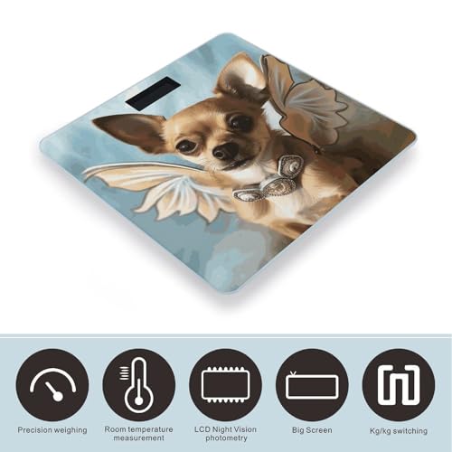 Báscula de baño digital con alas de ángel marrón Chihuahua miniatura 3