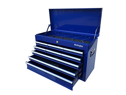 Workington Portable Metal Tool Chest With 9 Drawers, 24" 9-Drawer Tool Chest Cabinet With Ball Bearing Drawer Slides, Steel Tool Storage Box Organizer 4006 Blue #TOP6