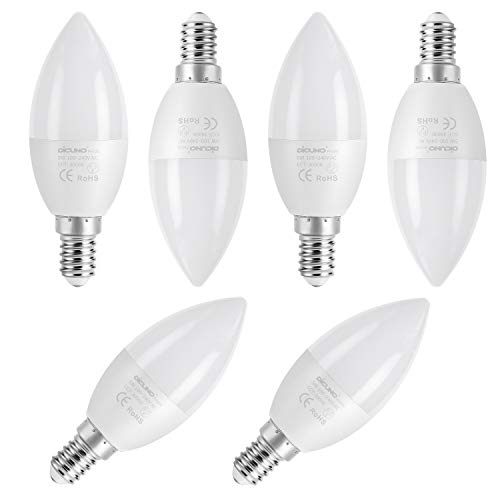 DiCUNO LED電球 E12口金 シャンデリア 5W 40W形白熱電球相当 450lm 電球色 3000K 高演色Ra98 高輝度 広配光 省エネ AC100V-240V 非調光 6個セット