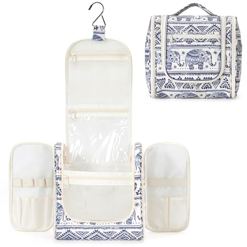 Image of Hanging Travel Toiletry Bag Cosmetic Make up Organizer for Women and Men, Elephant (Large),