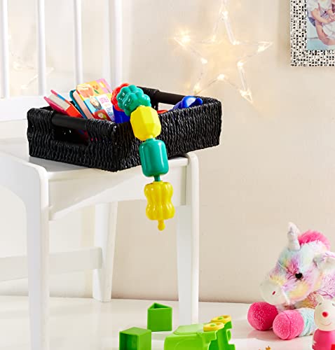 Woodluv Storage Baskets, Storage Boxes Hamper Basket, Storage Baskets for Shelves Black, Small - Image 4
