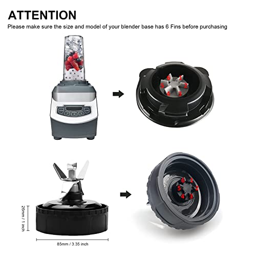 Replacement 6 Fins Blade for Ninja Blender 16 oz Cup Compatible with BL660 1100w, BL771 30, BL770 1500w, BL780CO BL663 BL663CO BL665Q BL740 BL773 BL780