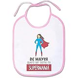 Supermolon 00860 - 'De Mayor Quiero Ser Como Mi Supermamá' Babero Bebe con Cordones, Rosa Pastel, unisex