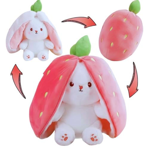 Image of ADORA Reversible Bunny,Cute Rabbit Sofa Pillow Stuffed Strawberrry Bunny
