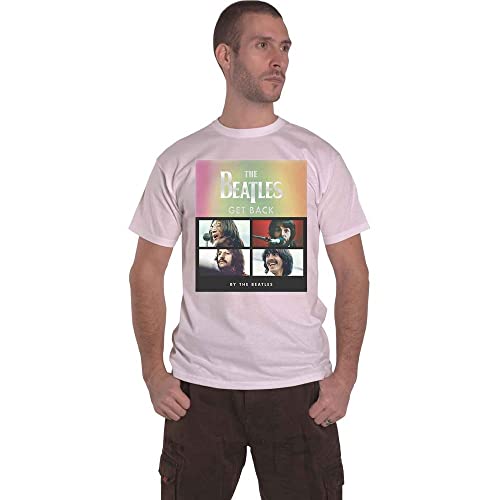 Image of The Beatles T Shirt Get Back Album Faces Gradient Official Mens White Small