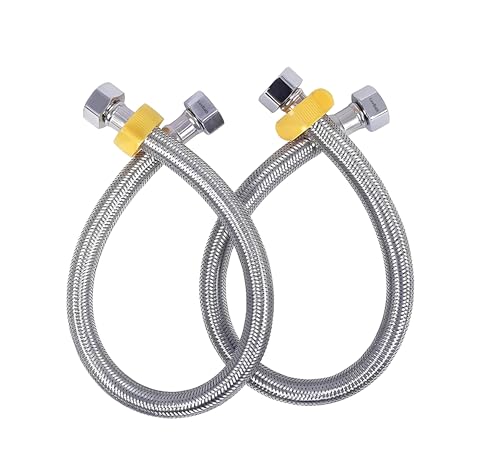 Image of SS 304 Stainless Steel Geyser Connection Pipe Set 3 Feet, 36 Inchs | Flexible Hot & Cold Water Geyser Pipes | Heavy Duty Tap & Washbasin Connection Pipe | Leak Proof Bathroom Water Hose (Pack of 2)