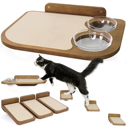INICIO Cat Shelves – Dog Proof Feeding Station with...