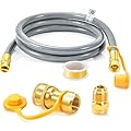 GasSaf 6 FT 1/2" ID Natural Gas Grill Hose with Quick Connect Fitting, Natural Gas Conversion Kit Suitable for Gas Grill, Generator, Patio Heater and More (with Sealing Tape)