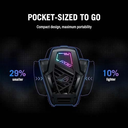 Image of ASUS ROG AeroActive Cooler X (2025), RGB Cell Phone Cooling Fan for ROG Phone 8 /9 Series, Portable Lightweight, Built-in Kickstand, Dual Physical Buttons, 3.5mm Headphone Jack, USB-C USB 2.0
