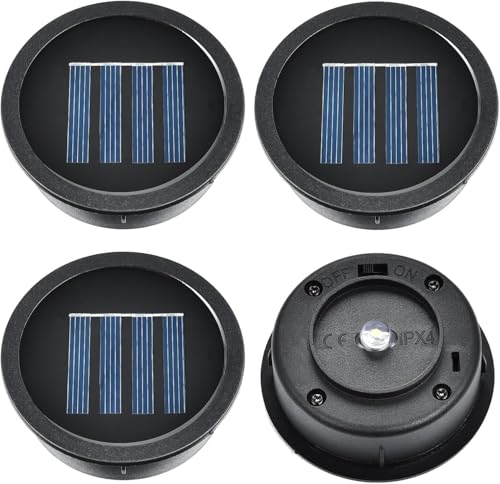 ELUTENG Solar Lights Replacement Top, 4PCS 1.2V 600mAh Lantern Lid Lights Bulb Replacement Part IP44 Waterproof LED Solar Panel for Outdoor Hanging Lights DIY Garden, 7cm/2.76 inch [Energy Class A]