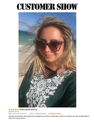 Cpokrtwso Women's Crochet Chiffon Tassel Bohemian Beach Dress Swimwear Cover-Up Blackish Green S/M #TOP3