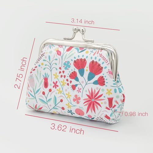 Coin Purse 2 Pieces, Mini Purse for Women and Girls, Colorful and Double Side Coin Wallet with Kiss Lock Clasp Closure for Keys, Coin, Lipstick(Pink and White)4