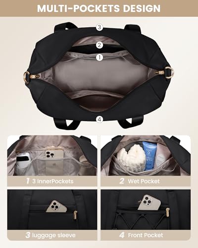 Lovevook Gym Bag For Women, Travel Duffle Bag, Lightweight Drawstring Weekender Overnight Bag With Shoe Compartment & Wet Pocket thumb #5