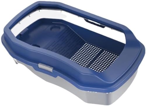 Riazdiw カメ水槽、爬虫類飼育、ボックス、飼い葉桶、脱走防止、飼育ボックス、爬虫類ボックス、脱走防止用滑り止め休憩台、タートルパーク、水族館、両生類用品 (ブルー,L:45*26.5*13.5cm)