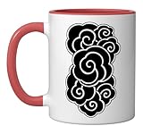 Cloud x Japanese Clouds Tattoo Flash Ceramic Mug, Red/White