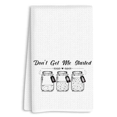 ASDFKVFR Sourdough Baking Kitchen Towels, Funny Baking Gifts, Gifts for Bakers Women Friend, Sourdough Lovers Accessories, Don't Get Me Started Decorative Bread Tea Hand Towels for Bake Kitchen