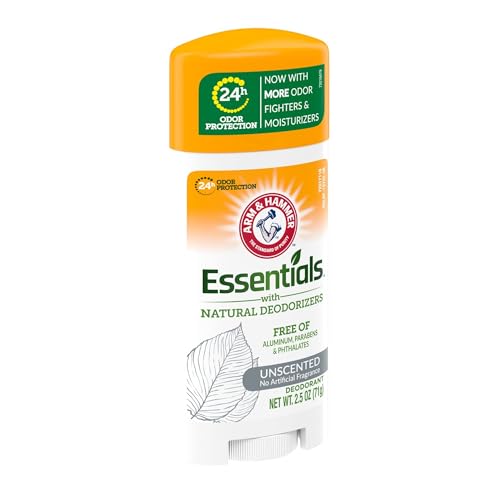 Arm & Hammer Essentials Natural Deodorant, Unscented 2.5oz (Packaging May Vary)
