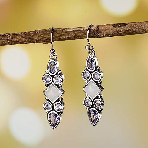 925 pierres précieuses de boucles d'oreilles en argent massif chic