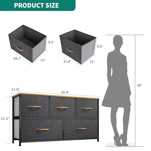 image for YITAHOME Dresser with 5 Drawers - Fabric Storage Tower, Organizer Unit