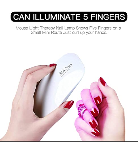 LANELLIE 6W LED UV Nail Lamp USB Nail Dryer with Handy Mini Size Mouse Shape for all Gel Polish Shape for Gel Based Polishes Manicure/Pedicure 2 Timing Setting 45s/60s - Image 5