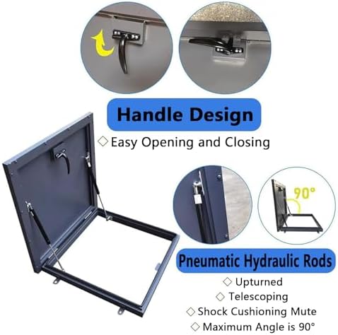 Premium Weatherproof Roof Hatch Skylight Cover - Durable Stainless Steel Vent Door with Hydraulic Support, Easy Installation on Flat Roofs, 950x950mm Interior Size