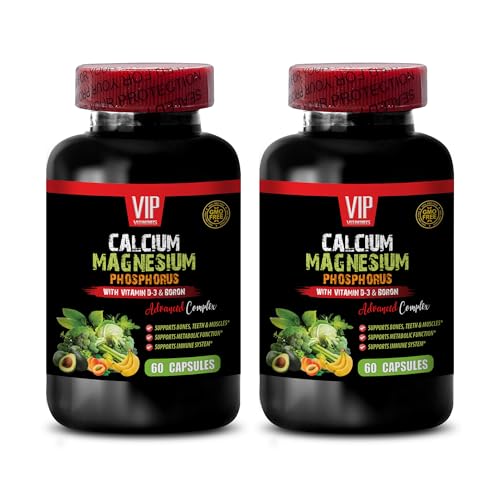 Phosphorus Health Benefits - Calcium Magnesium Phosphorus - Phosphorus in multivitamins, Phosphorus for Energy, Organic Phosphorus Supplement, Phosphorus Vitamins 2 Bottles 120 Capsules