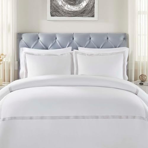 Superior Embroidered Cotton Duvet Cover Set, Soft Bedding Covers,...