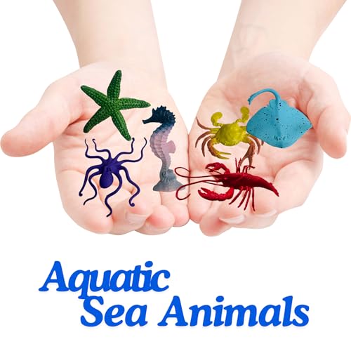 Image of ZESTHOME Ocean Sea Animals Toy Set for Kids | Octopus, Crab, Seahorse, Stingray, Lobster & Starfish Realistic 8-10cm PVC Rubber Marine Creatures | Educational & Imaginative Play for Ages 3+ | 6-Piece