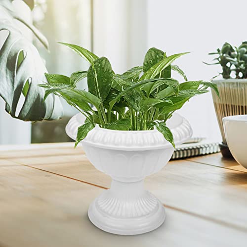 Angoily 4Pcs White Urn Planter Plastic Wedding Flowerpots Roman Column Flower Pot Urn Planters Plant Container For Garden Porch Front Door Planters #TOP3
