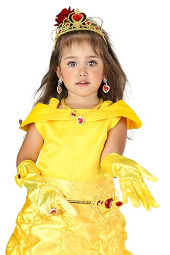 Vestido de princesa para niñas amarillo con accesorios miniatura 2