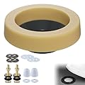 Hibbent Extra Thick Toilet Wax Ring Replacement Kit, Universal Toilet Seal Ring with Brass Bolts and Toilet Bolt Covers, PE Toilet Flange Fits 3 Inch and 4 Inch Drain Pipes