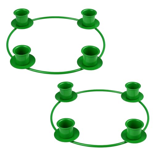 Chengu 2 Pcs Advent Wreath Candle Holder, 4 Candles Stand, Green