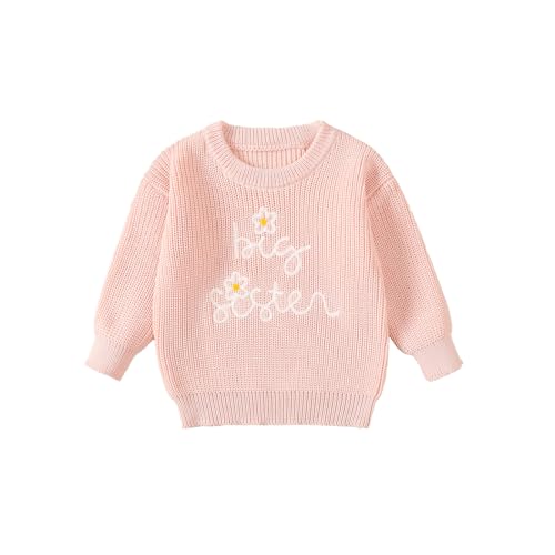 UUAISSO Maglione per Bambine Sorella Maggiore Sorellina Felpa a Maniche Lunghe Outfit Invernali per Neonati Sorella Maggiore Rosa 4-5 Anni