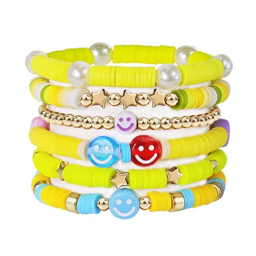 Frgofl Surfer Heishi Friendship Bracelets Set (Yellow)