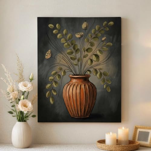 Lienzo abstracto botánico verde de 16x20 pulgadas para llenar de vida paredes vacías