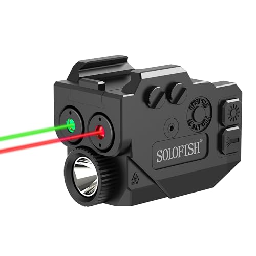 Solofish 500lm Pistol Light with Red/Green Laser for Rail
