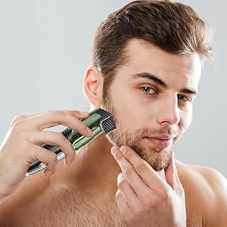 KUWUNG Regolabarba Uomo, IPX6 Impermeabile Vuoto Tagliacapelli Uomo Professionale con 20 Lunghezza Impostazioni,Regolabarba Elettrico Bagnato e Asciutto Regolabile con 2 Pettini,Rasoio Elettrico Barba