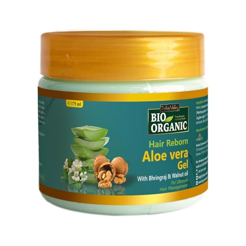 INDUS VALLEY Bio Organic Aloe Vera Hair Gel | With Bhringraj & Walnut Oil | Styling Gel | For Nourished, Manageable Hair | 175ml
