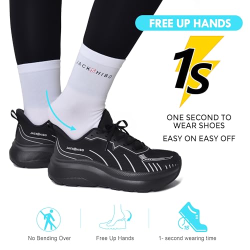Image of JACKSHIBO Wide Toe Box Shoes Women Slip on Arch Support Sneakers | Running Athletic Walking Tennis Slip in Plantar Fasciitis Orthopedic Ortho Hands Free Shoes Zero Drop Cushion Thick Sole